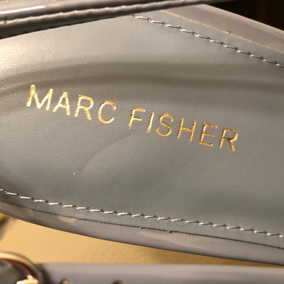 Marc Fisher RAYMA Pump Slingback Heels Patent 10M NWT Light Blue BOW $99 NIB - Picture 8 of 10